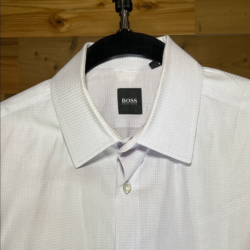 Hugo Boss Textured White Men's Dress Shirt